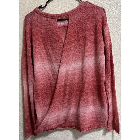 Prana Nightingale Size M Sweater Twisted Open Back Pink Ombre Wool Blend Ballet - Picture 2 of 10